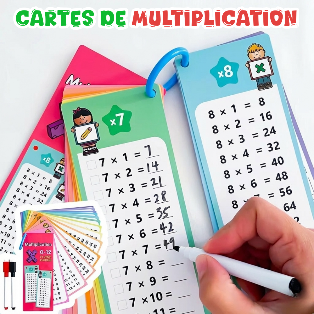 15 Cartes de Multiplication à Écrire et Effacer
